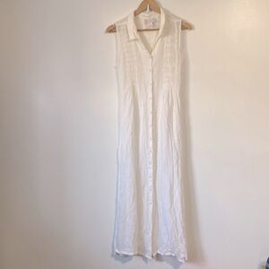 April Cornell sleeveless gauze button front maxi dress semi sheer size medium